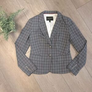 LIKE NEW BANANA REPUBLIC ACADEMY BLAZER DARK GRAY WINDOWPANE PATTERN SIZE 0
